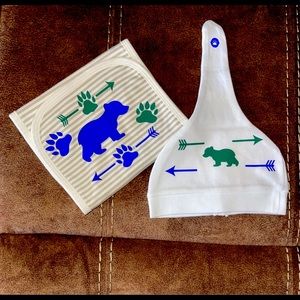Newborn❤️ Hat and Burp cloth